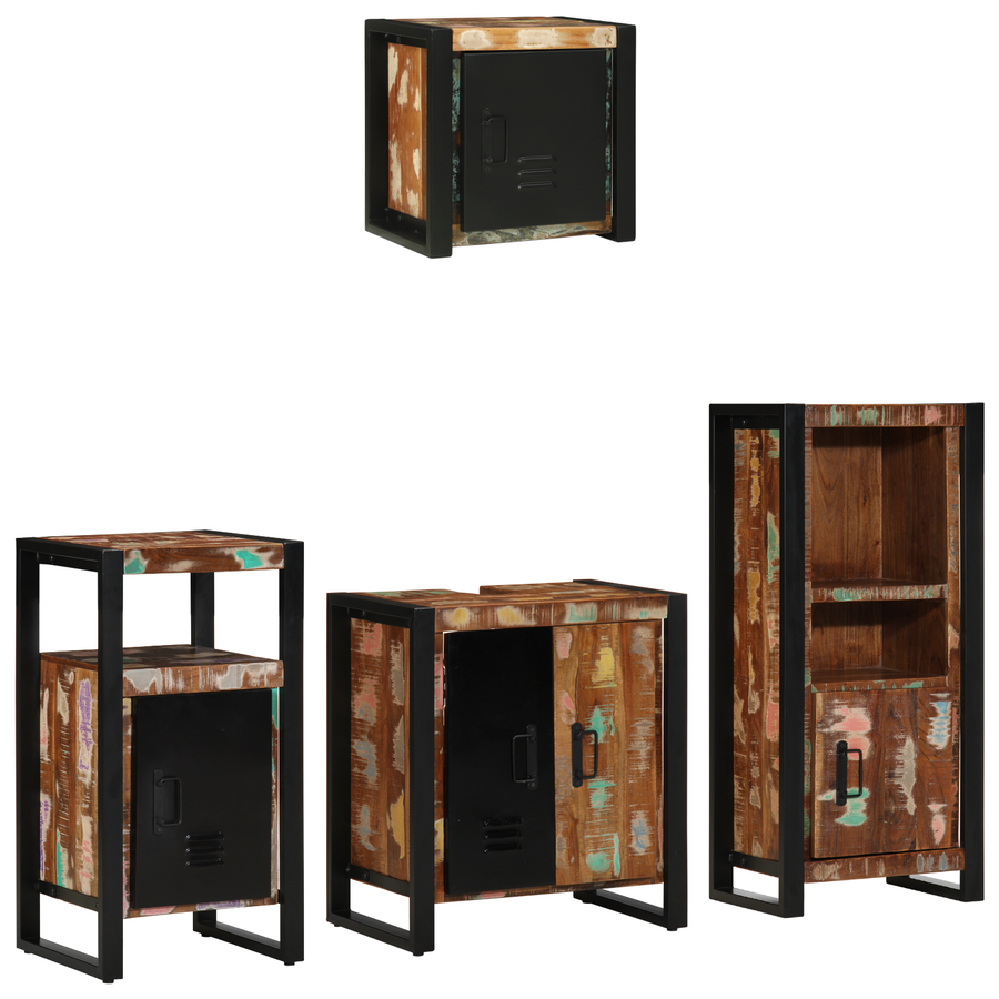 Badkamermeubelset met plank met opslag met de deur 4 pcs Multikleur 55 x 35 x 60 cm