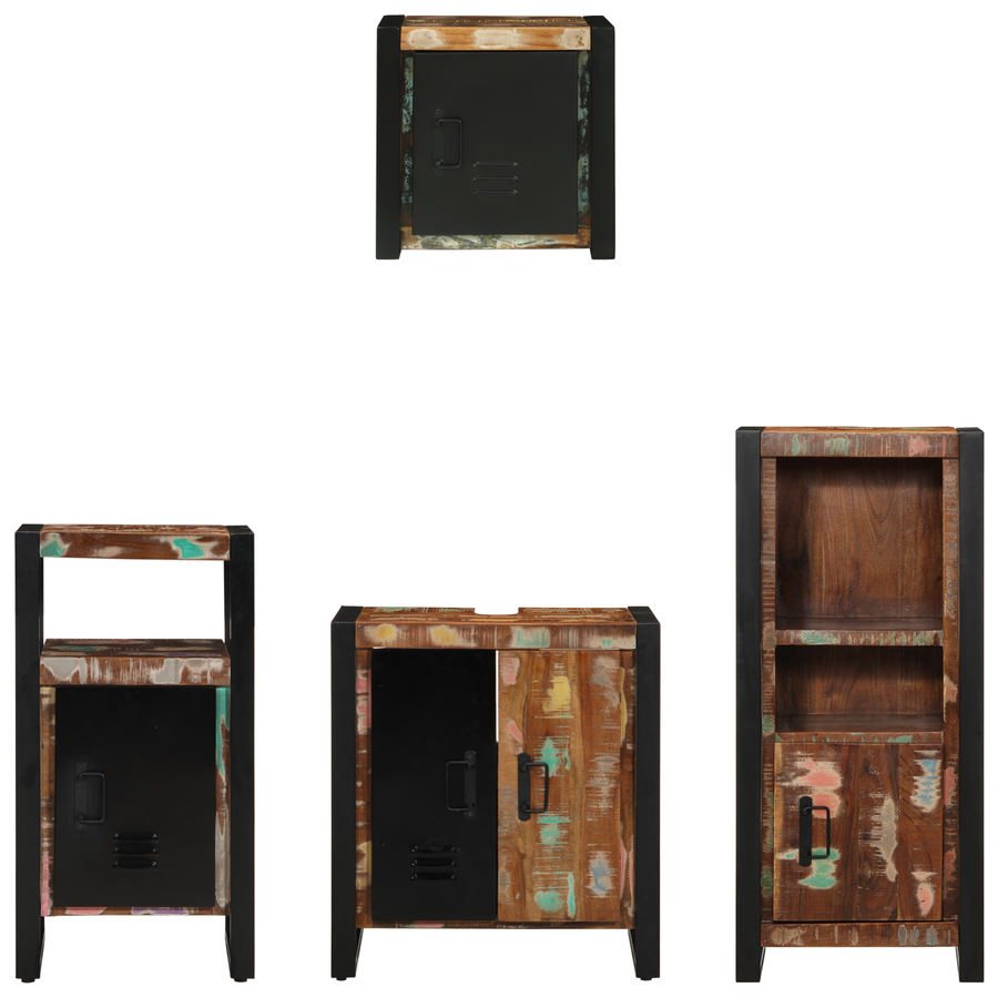 Badkamermeubelset met plank met opslag met de deur 4 pcs Multikleur 55 x 35 x 60 cm