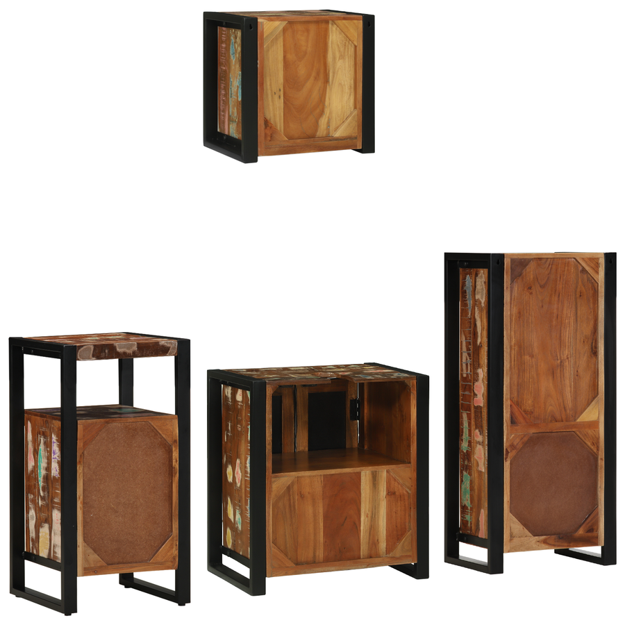 Badkamermeubelset met plank met opslag met de deur 4 pcs Multikleur 55 x 35 x 60 cm