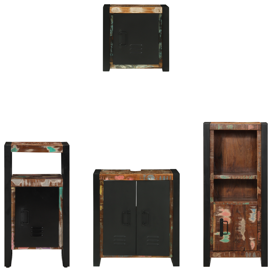 Badkamermeubelset met plank met opslag met de deur 4 pcs Multikleur 55 x 35 x 60 cm