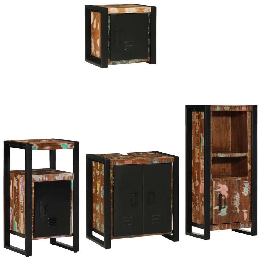Badkamermeubelset met plank met opslag met de deur 4 pcs Multikleur 55 x 35 x 60 cm