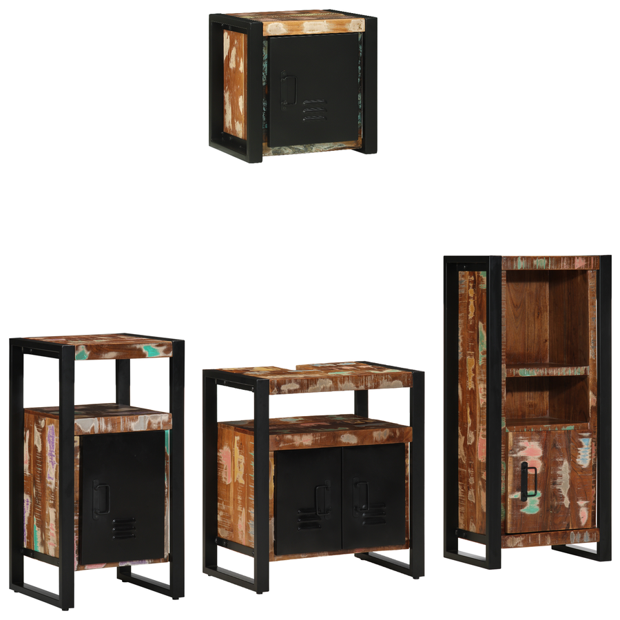 Badkamermeubelset met plank met opslag met de deur 4 pcs Multikleur 55 x 35 x 60 cm
