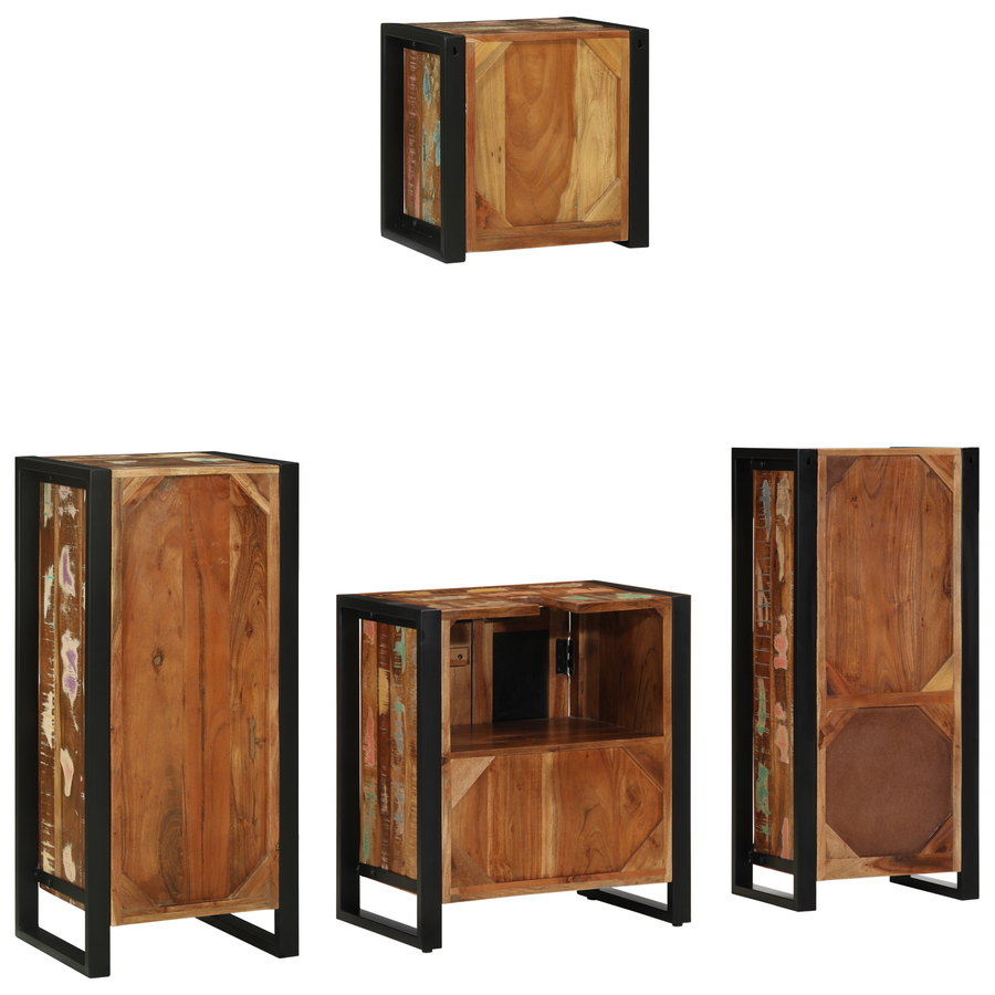 Badkamermeubelset met plank met opslag met de deur 4 pcs Multikleur 40 x 35 x 90 cm