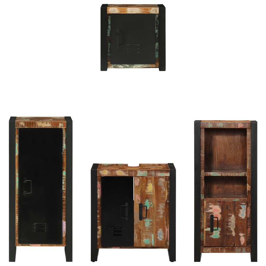 Badkamermeubelset met plank met opslag met de deur 4 pcs Multikleur 40 x 35 x 90 cm