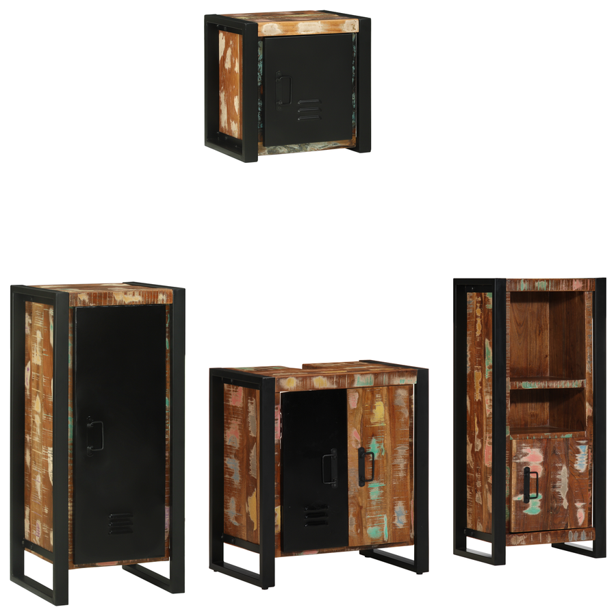 Badkamermeubelset met plank met opslag met de deur 4 pcs Multikleur 40 x 35 x 90 cm