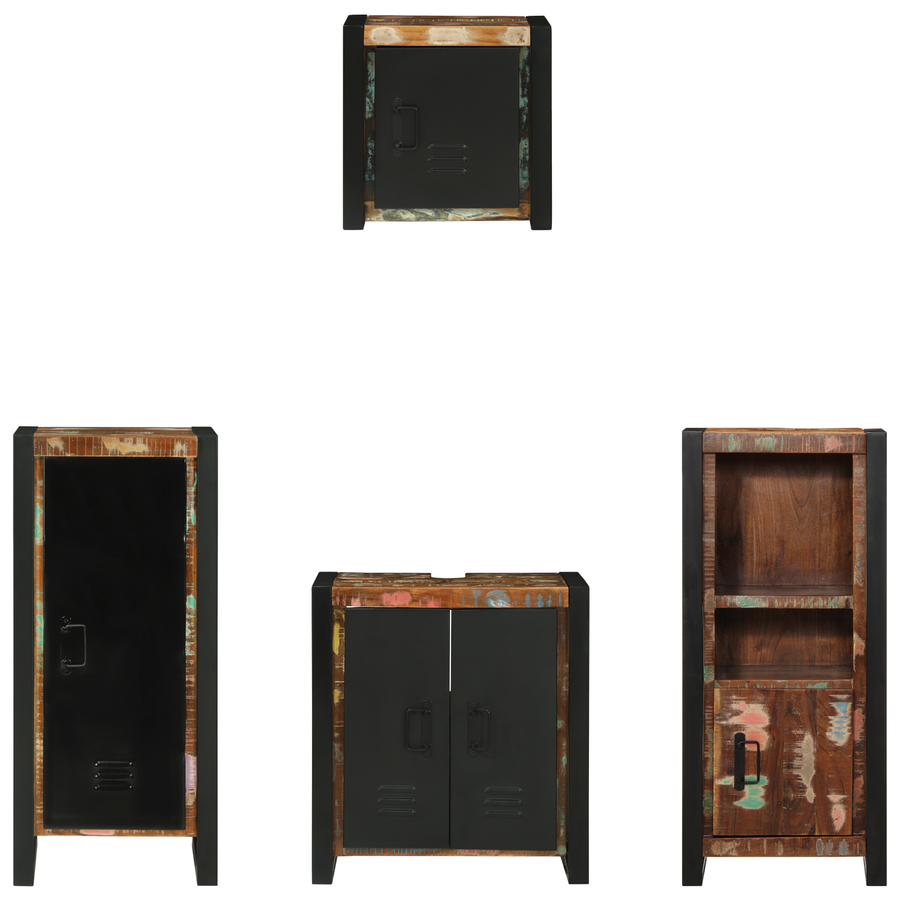 Badkamermeubelset met plank met opslag met de deur 4 pcs Multikleur 40 x 35 x 90 cm