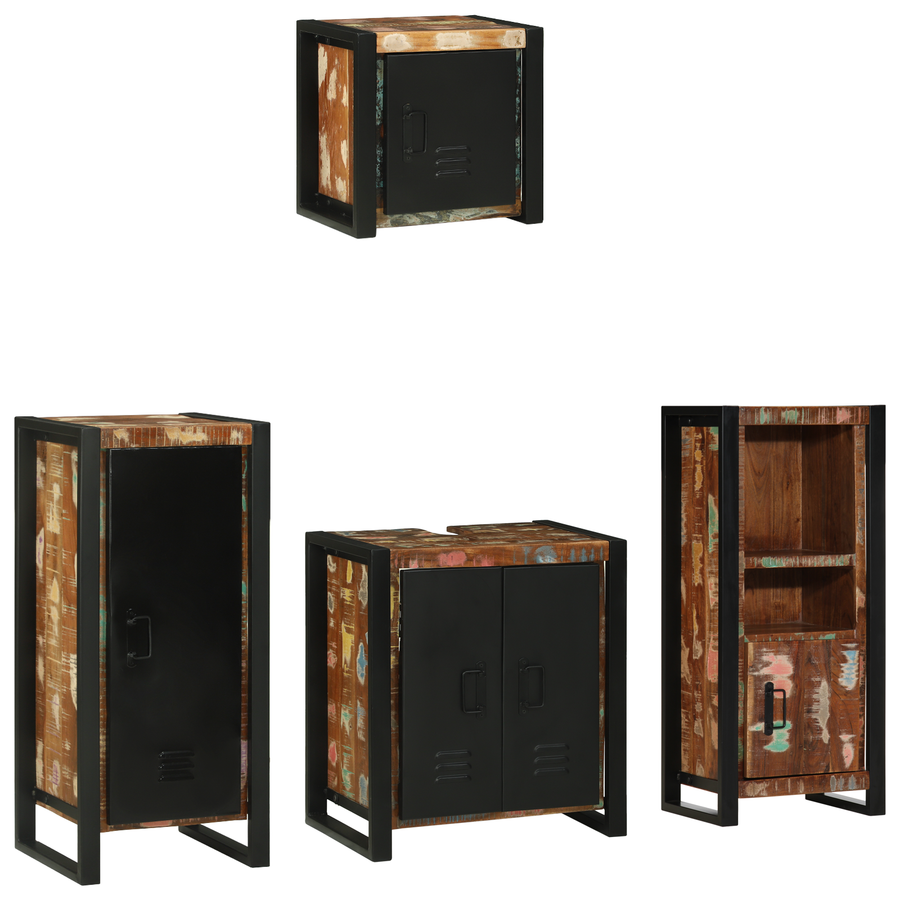 Badkamermeubelset met plank met opslag met de deur 4 pcs Multikleur 40 x 35 x 90 cm
