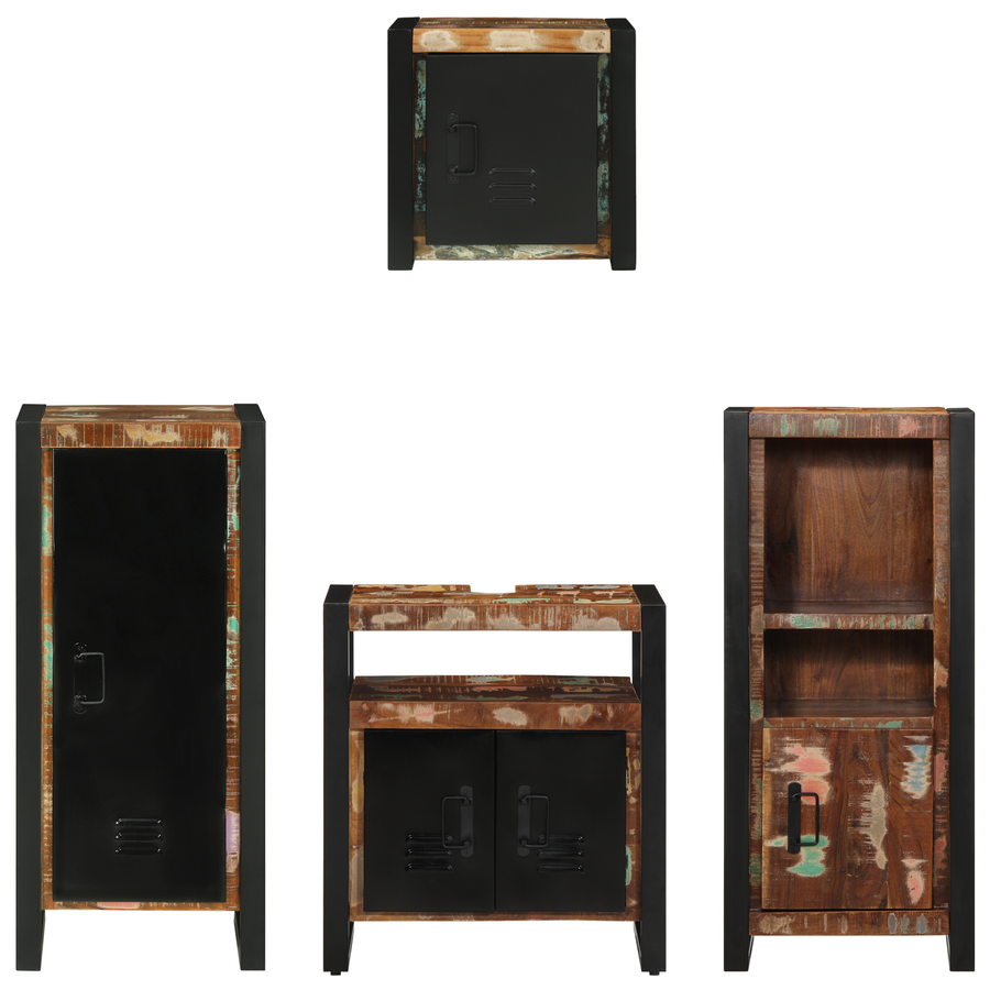 Badkamermeubelset met plank met opslag met de deur 4 pcs Multikleur 40 x 35 x 90 cm