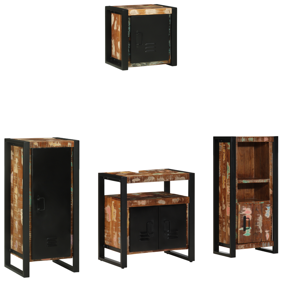 Badkamermeubelset met plank met opslag met de deur 4 pcs Multikleur 40 x 35 x 90 cm
