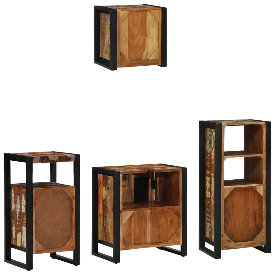 Badkamermeubelset met plank met opslag met de deur 4 pcs Multikleur 55 x 35 x 60 cm