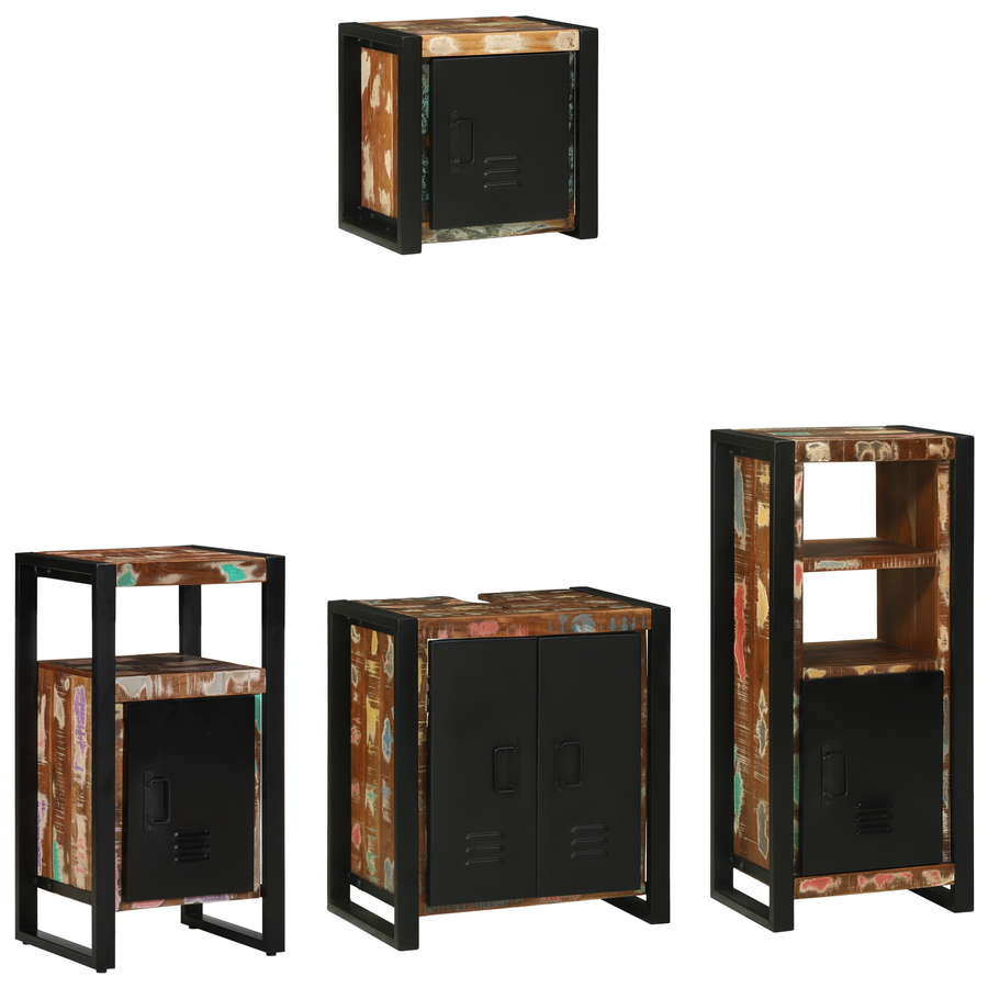 Badkamermeubelset met plank met opslag met de deur 4 pcs Multikleur 55 x 35 x 60 cm