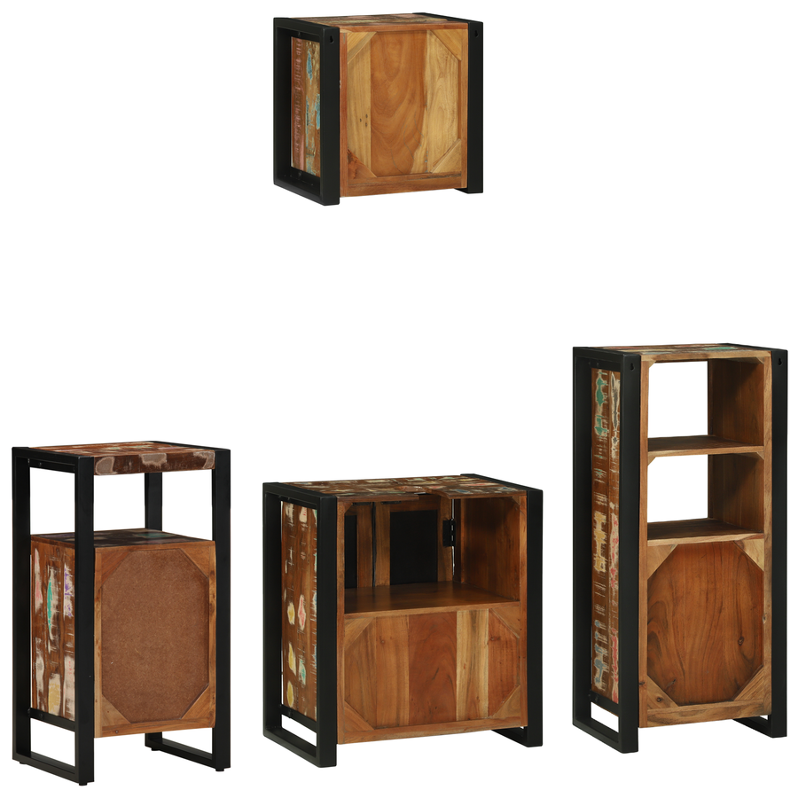 Badkamermeubelset met plank met opslag met de deur 4 pcs Multikleur 55 x 35 x 60 cm