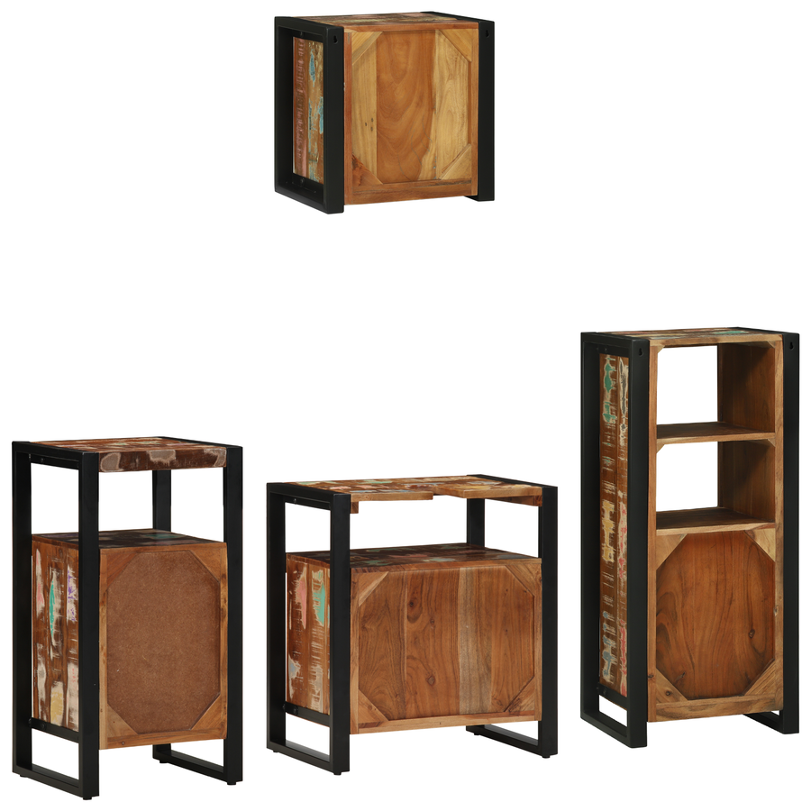 Badkamermeubelset met plank met opslag met de deur 4 pcs Multikleur 55 x 35 x 60 cm