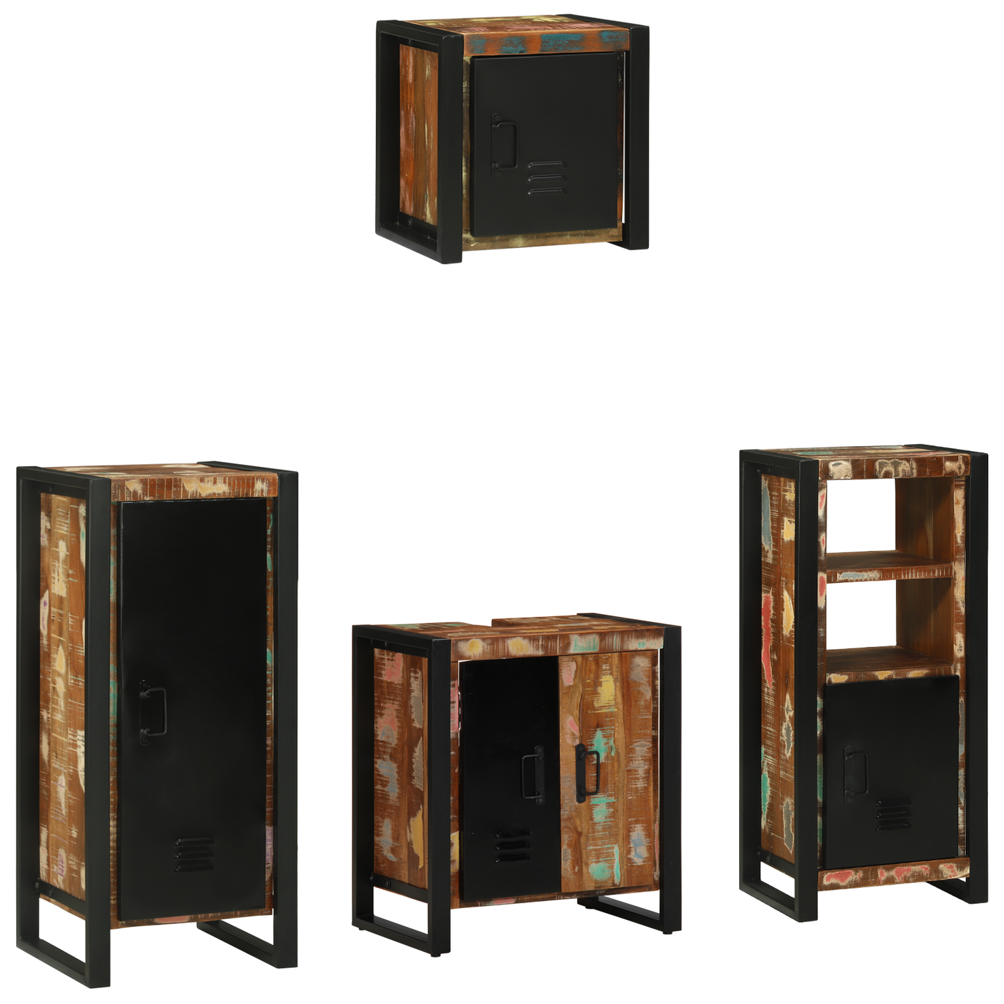 Badkamermeubelset met plank met opslag met de deur 4 pcs Multikleur 40 x 35 x 90 cm