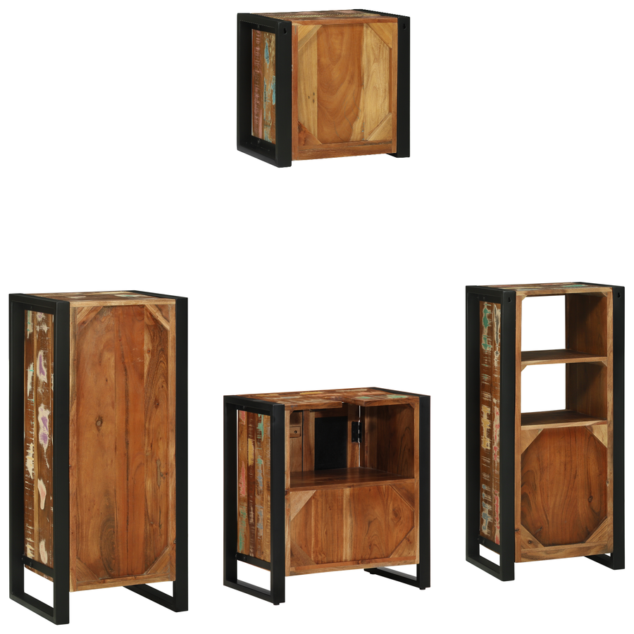 Badkamermeubelset met plank met opslag met de deur 4 pcs Multikleur 40 x 35 x 90 cm