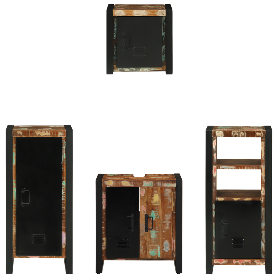 Badkamermeubelset met plank met opslag met de deur 4 pcs Multikleur 40 x 35 x 90 cm