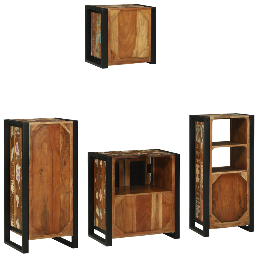 Badkamermeubelset met plank met opslag met de deur 4 pcs Multikleur 40 x 35 x 90 cm