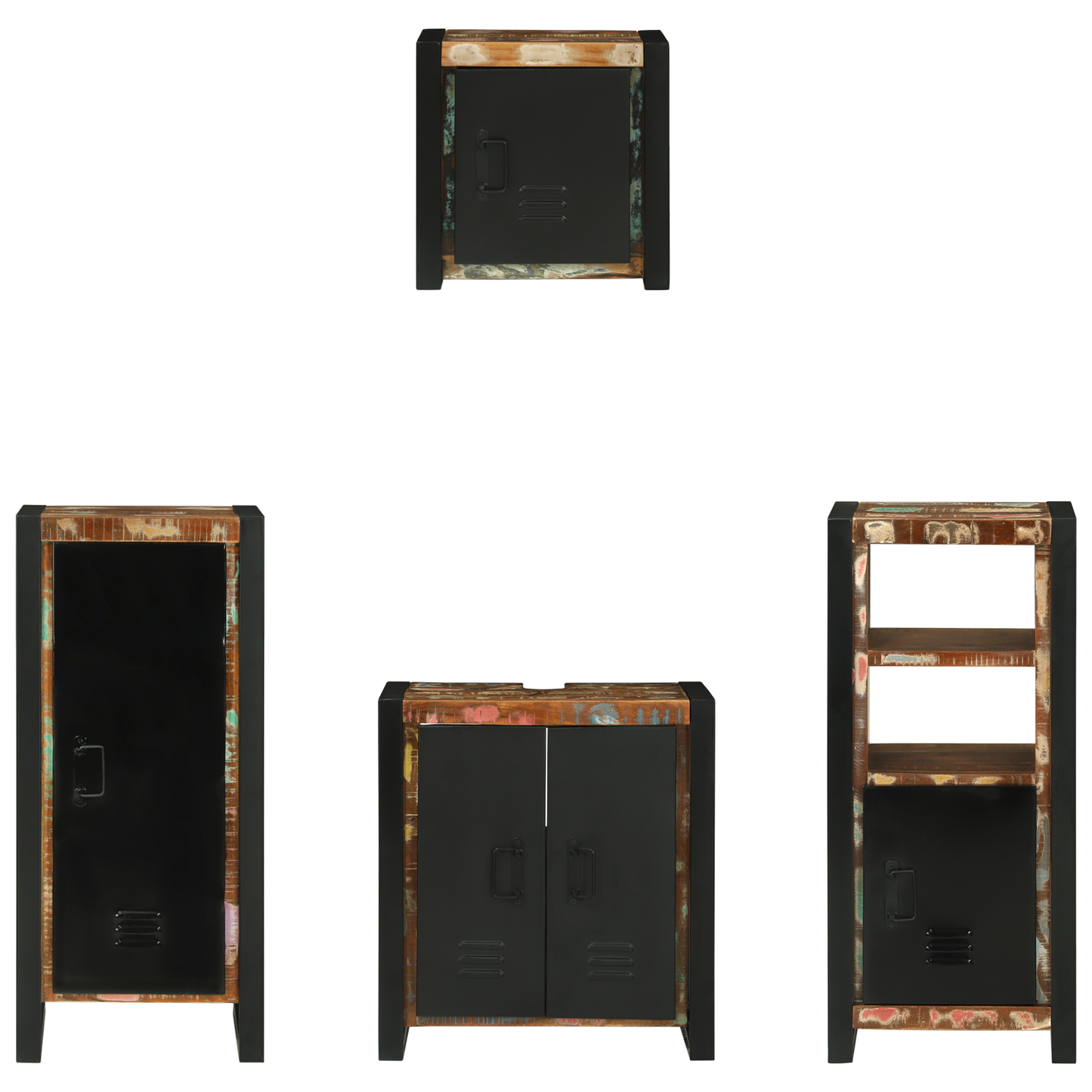 Badkamermeubelset met plank met opslag met de deur 4 pcs Multikleur 40 x 35 x 90 cm
