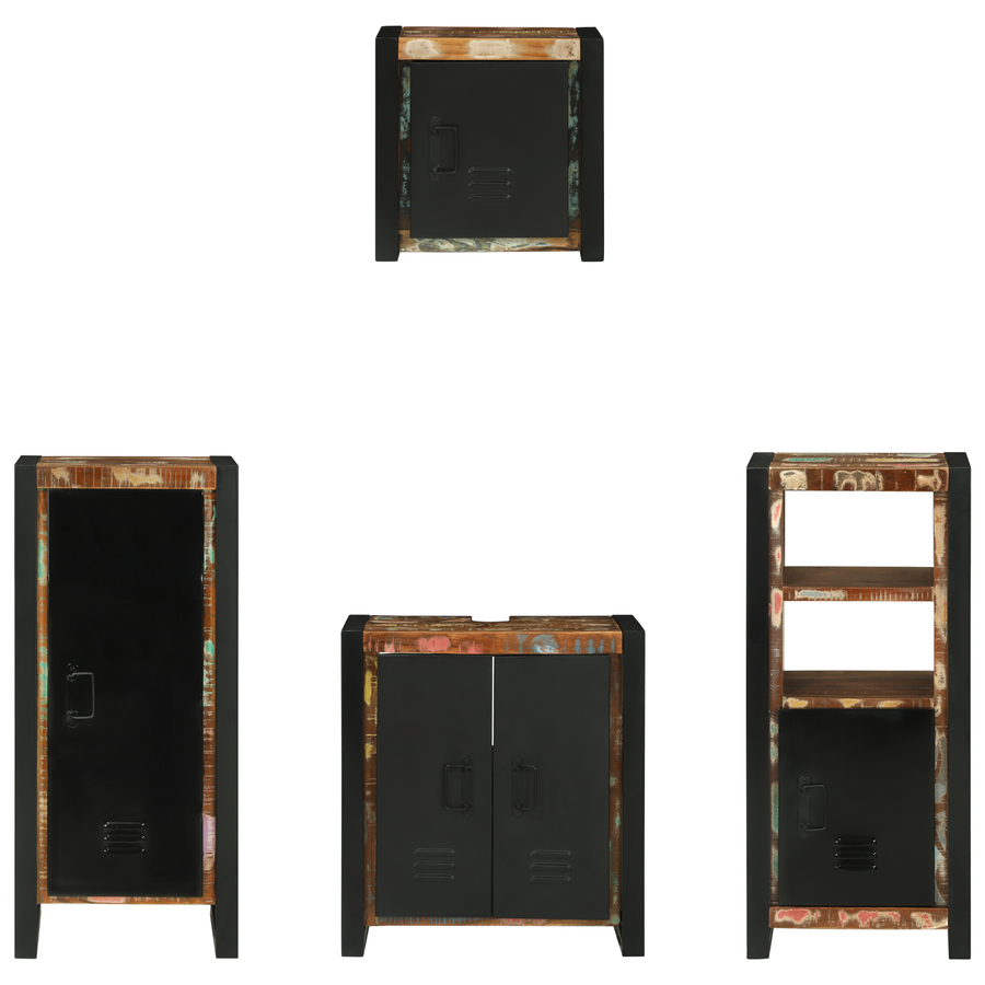 Badkamermeubelset met plank met opslag met de deur 4 pcs Multikleur 40 x 35 x 90 cm