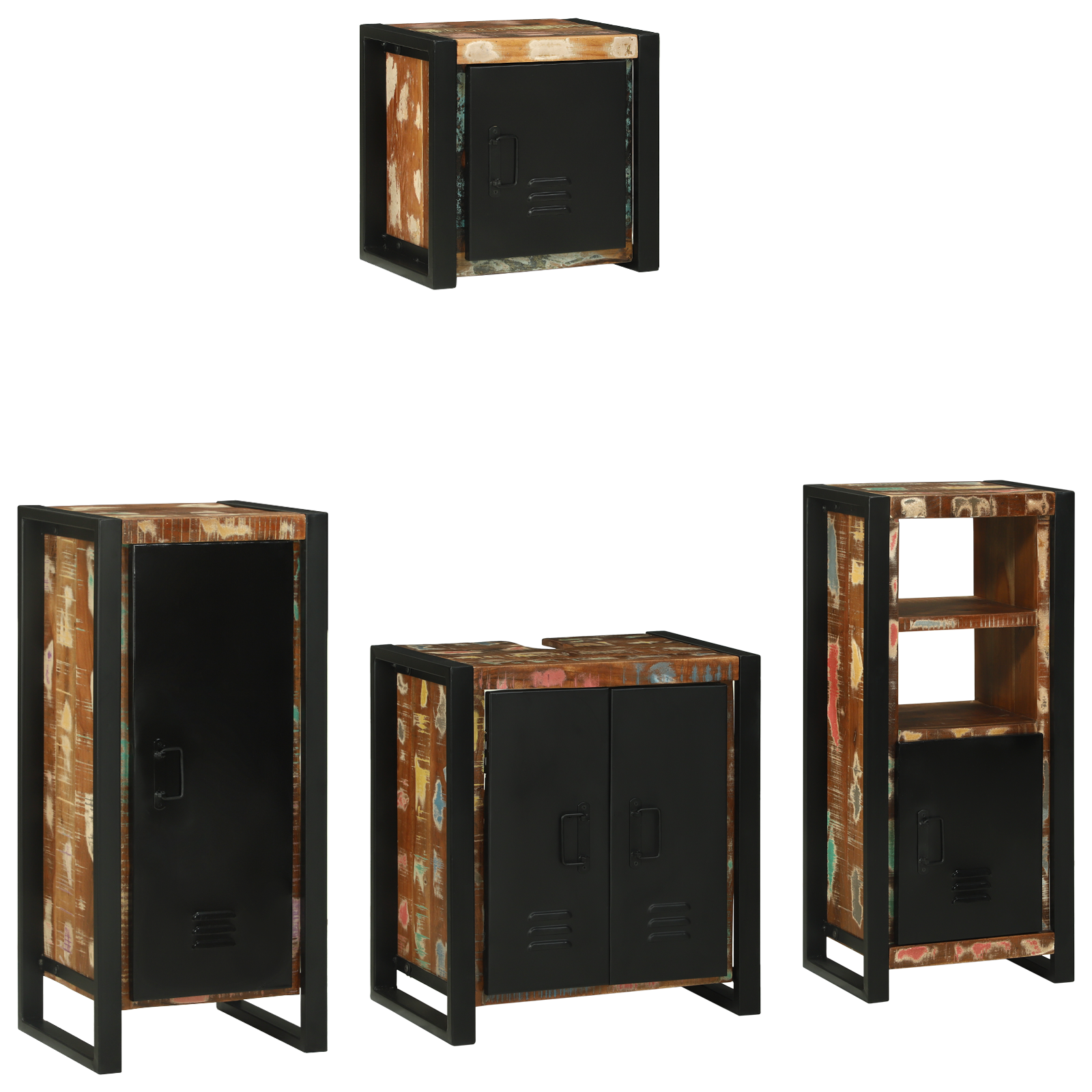 Badkamermeubelset met plank met opslag met de deur 4 pcs Multikleur 40 x 35 x 90 cm