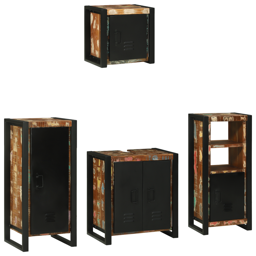 Badkamermeubelset met plank met opslag met de deur 4 pcs Multikleur 40 x 35 x 90 cm