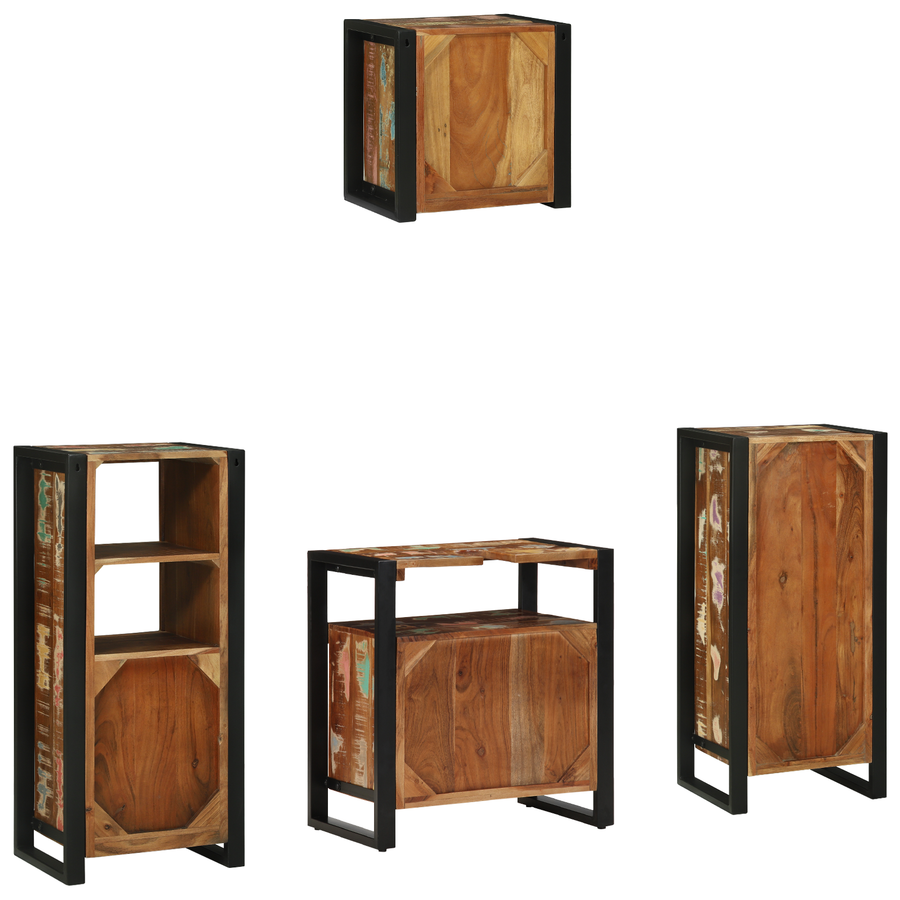 Badkamermeubelset met plank met opslag met de deur 4 pcs Multikleur 40 x 35 x 90 cm