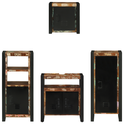 Badkamermeubelset met plank met opslag met de deur 4 pcs Multikleur 40 x 35 x 90 cm