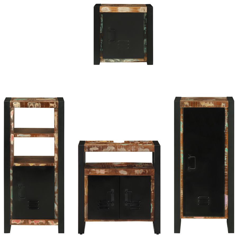 Badkamermeubelset met plank met opslag met de deur 4 pcs Multikleur 40 x 35 x 90 cm