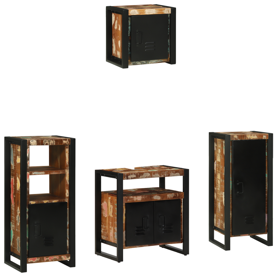 Badkamermeubelset met plank met opslag met de deur 4 pcs Multikleur 40 x 35 x 90 cm