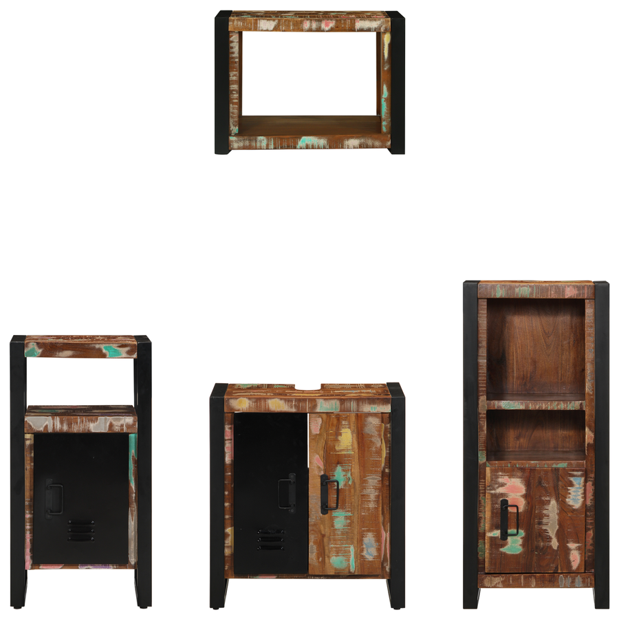 Badkamermeubelset met plank met opslag met de deur 4 pcs Multikleur 55 x 35 x 60 cm