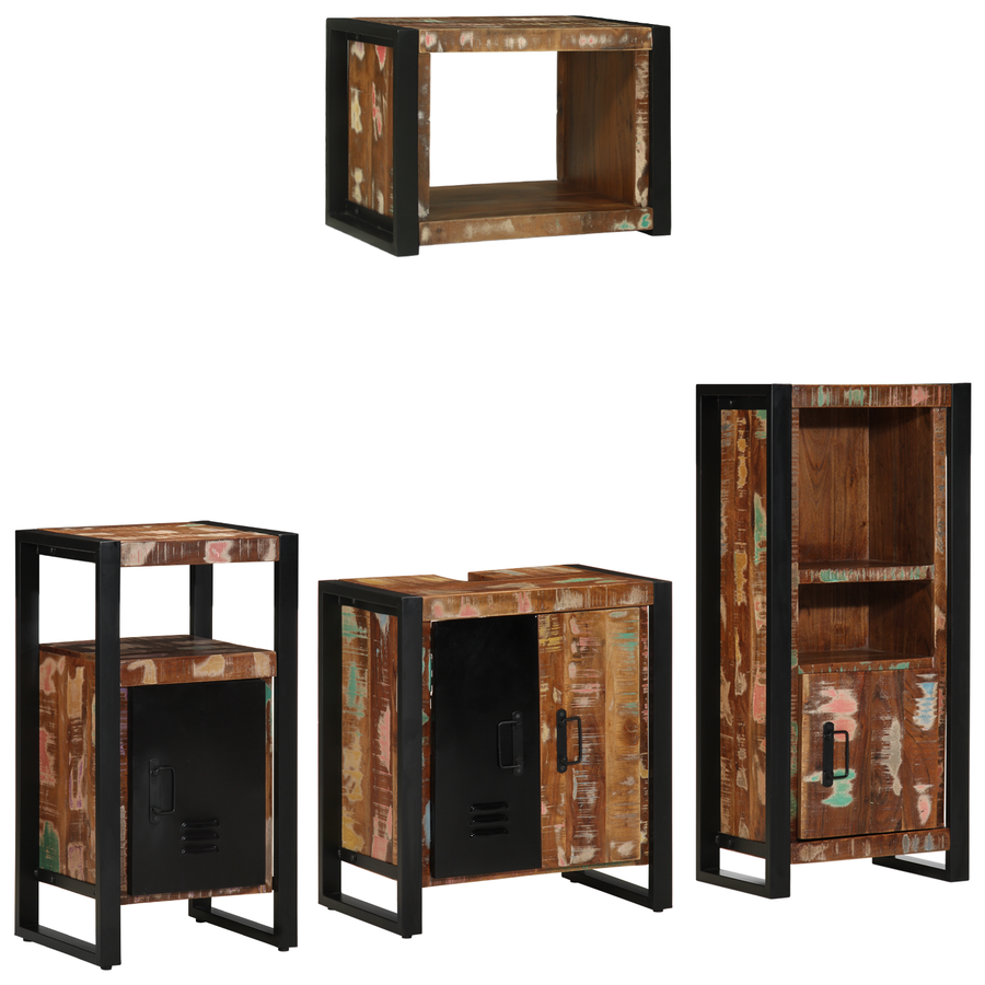 Badkamermeubelset met plank met opslag met de deur 4 pcs Multikleur 55 x 35 x 60 cm