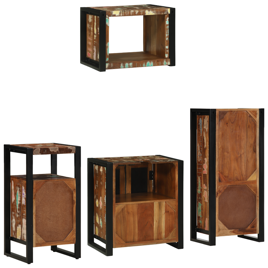 Badkamermeubelset met plank met opslag met de deur 4 pcs Multikleur 55 x 35 x 60 cm