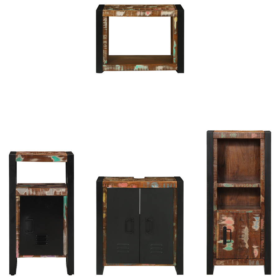 Badkamermeubelset met plank met opslag met de deur 4 pcs Multikleur 55 x 35 x 60 cm
