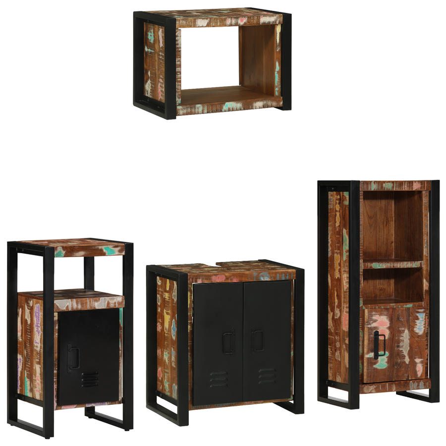 Badkamermeubelset met plank met opslag met de deur 4 pcs Multikleur 55 x 35 x 60 cm