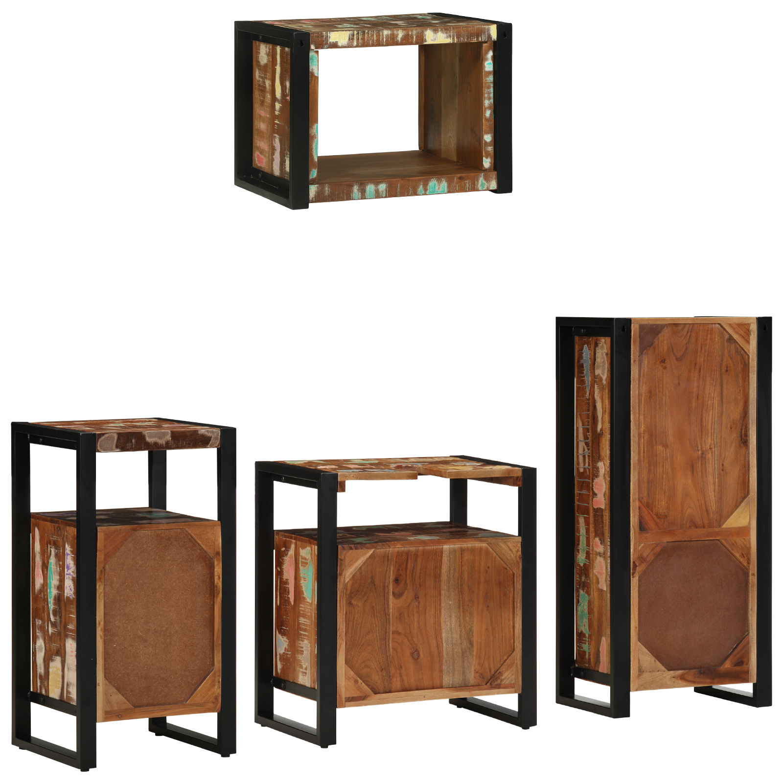 Badkamermeubelset met plank met opslag met de deur 4 pcs Multikleur 55 x 35 x 60 cm