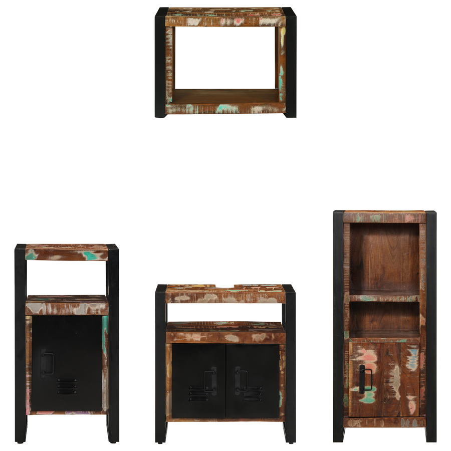 Badkamermeubelset met plank met opslag met de deur 4 pcs Multikleur 55 x 35 x 60 cm