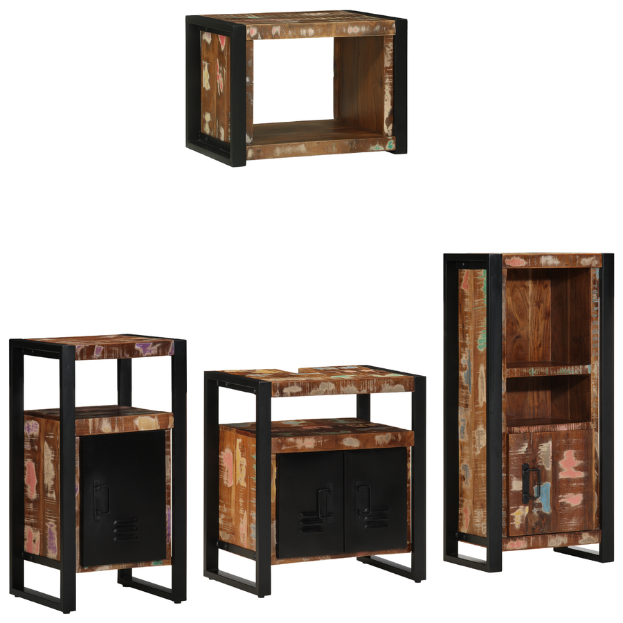 Badkamermeubelset met plank met opslag met de deur 4 pcs Multikleur 55 x 35 x 60 cm