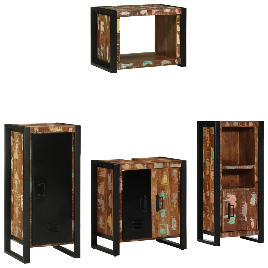 Badkamermeubelset met plank met opslag met de deur 4 pcs Multikleur 40 x 35 x 90 cm