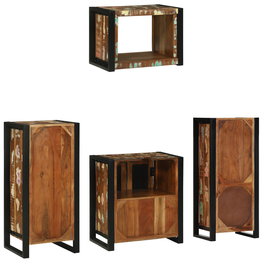 Badkamermeubelset met plank met opslag met de deur 4 pcs Multikleur 40 x 35 x 90 cm