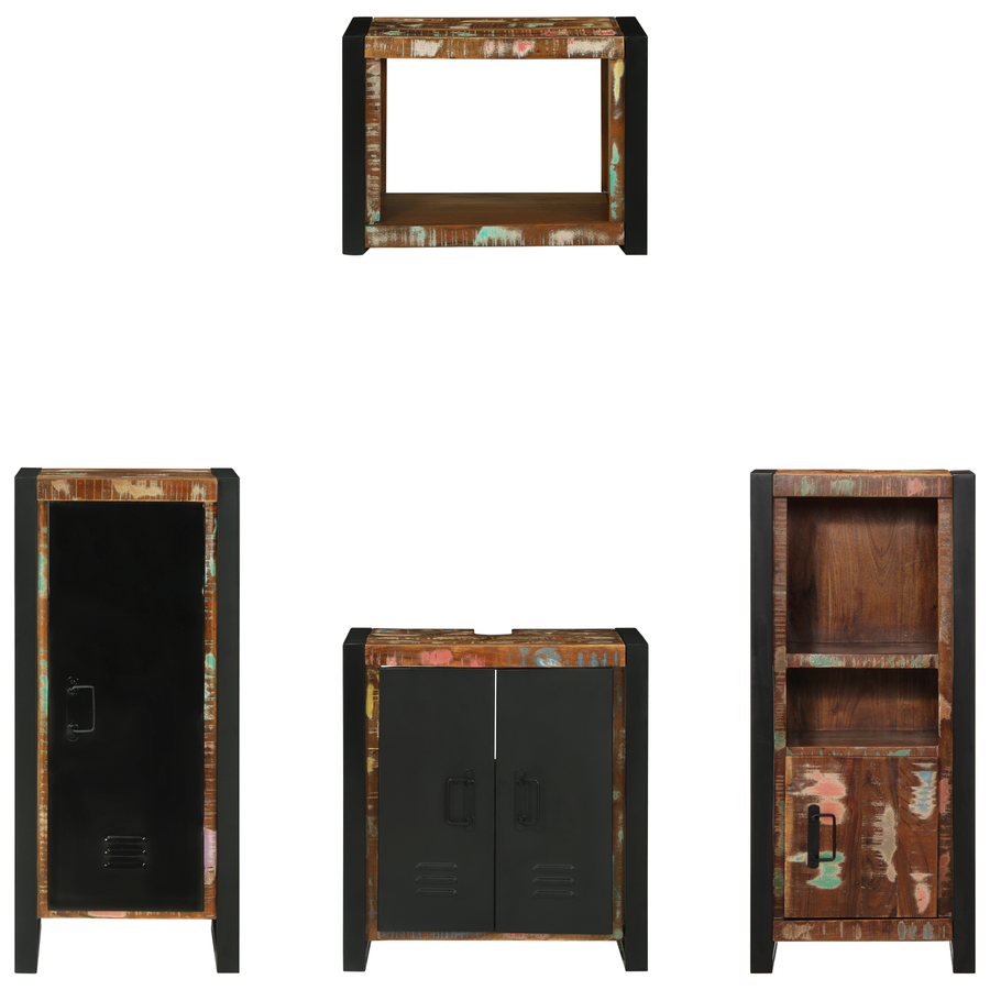 Badkamermeubelset met plank met opslag met de deur 4 pcs Multikleur 40 x 35 x 90 cm
