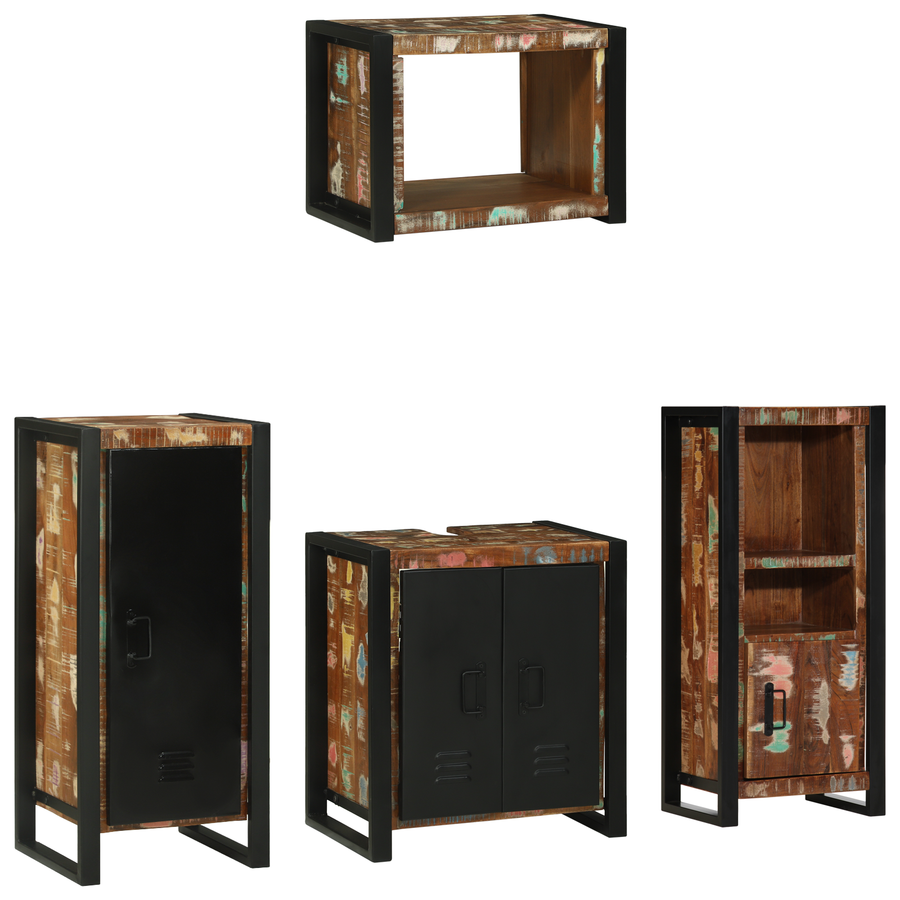 Badkamermeubelset met plank met opslag met de deur 4 pcs Multikleur 40 x 35 x 90 cm