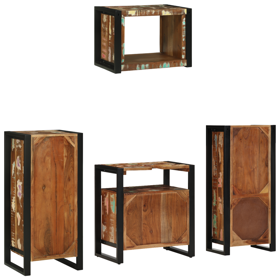 Badkamermeubelset met plank met opslag met de deur 4 pcs Meerkleurig 40 x 35 x 90 cm