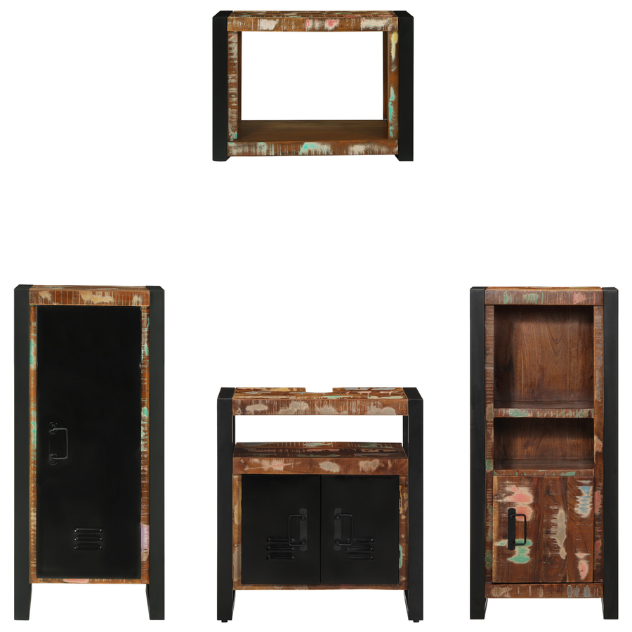 Badkamermeubelset met plank met opslag met de deur 4 pcs Meerkleurig 40 x 35 x 90 cm