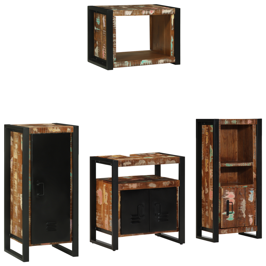 Badkamermeubelset met plank met opslag met de deur 4 pcs Meerkleurig 40 x 35 x 90 cm