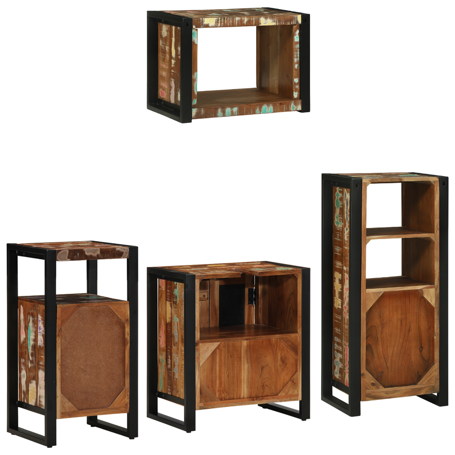 Badkamermeubelset met plank met opslag met de deur 4 pcs Multikleur 55 x 35 x 60 cm