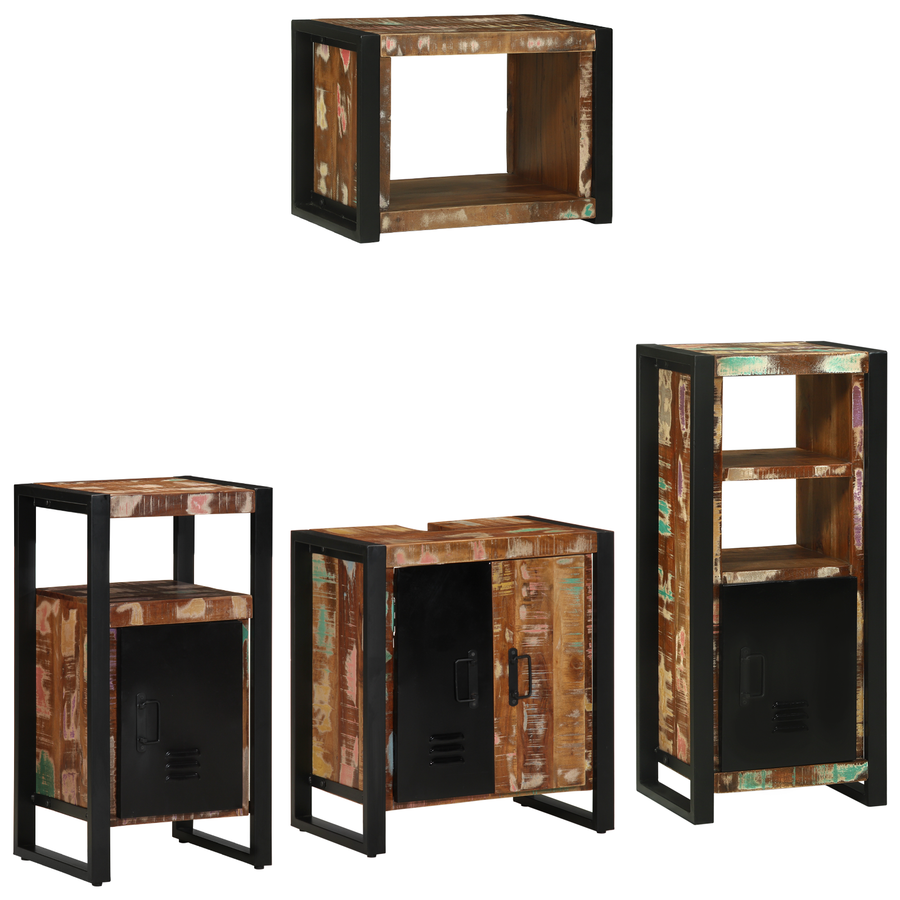 Badkamermeubelset met plank met opslag met de deur 4 pcs Multikleur 55 x 35 x 60 cm