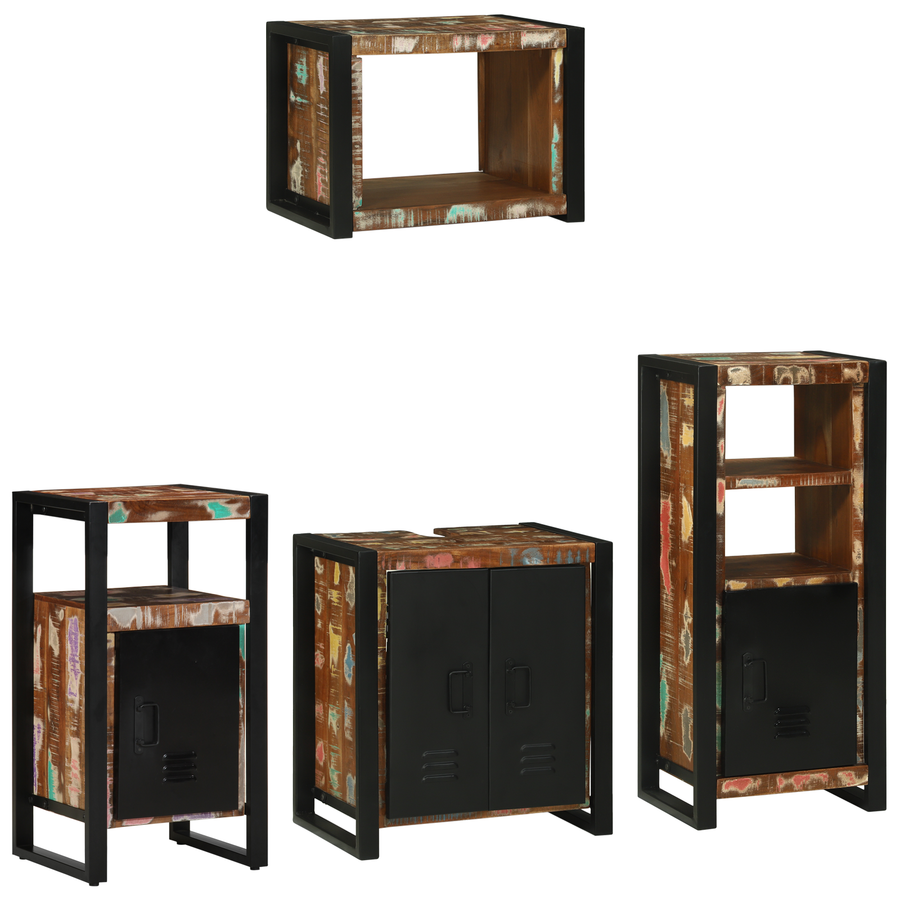 Badkamermeubelset met plank met opslag met de deur 4 pcs Multikleur 55 x 35 x 60 cm