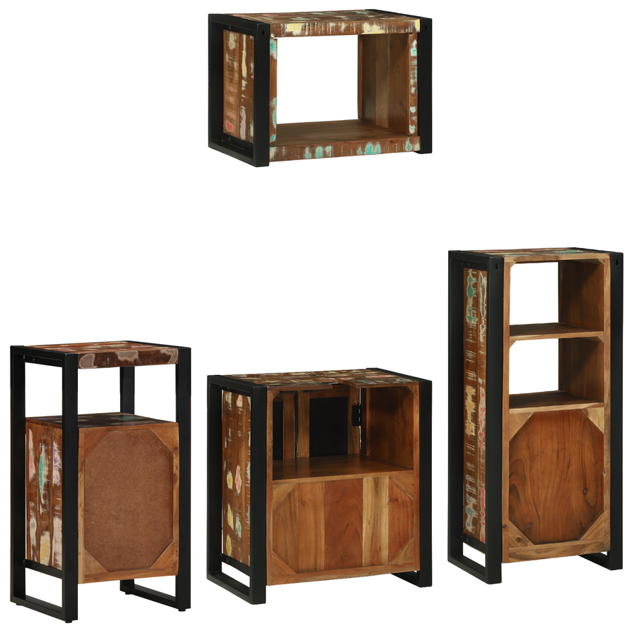 Badkamermeubelset met plank met opslag met de deur 4 pcs Multikleur 55 x 35 x 60 cm