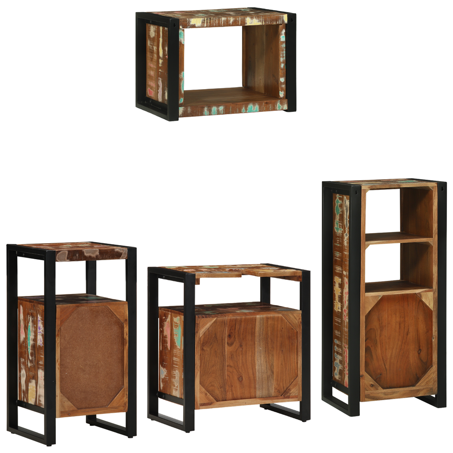 Badkamermeubelset met plank met opslag met de deur 4 pcs Meerkleurig 55 x 35 x 60 cm
