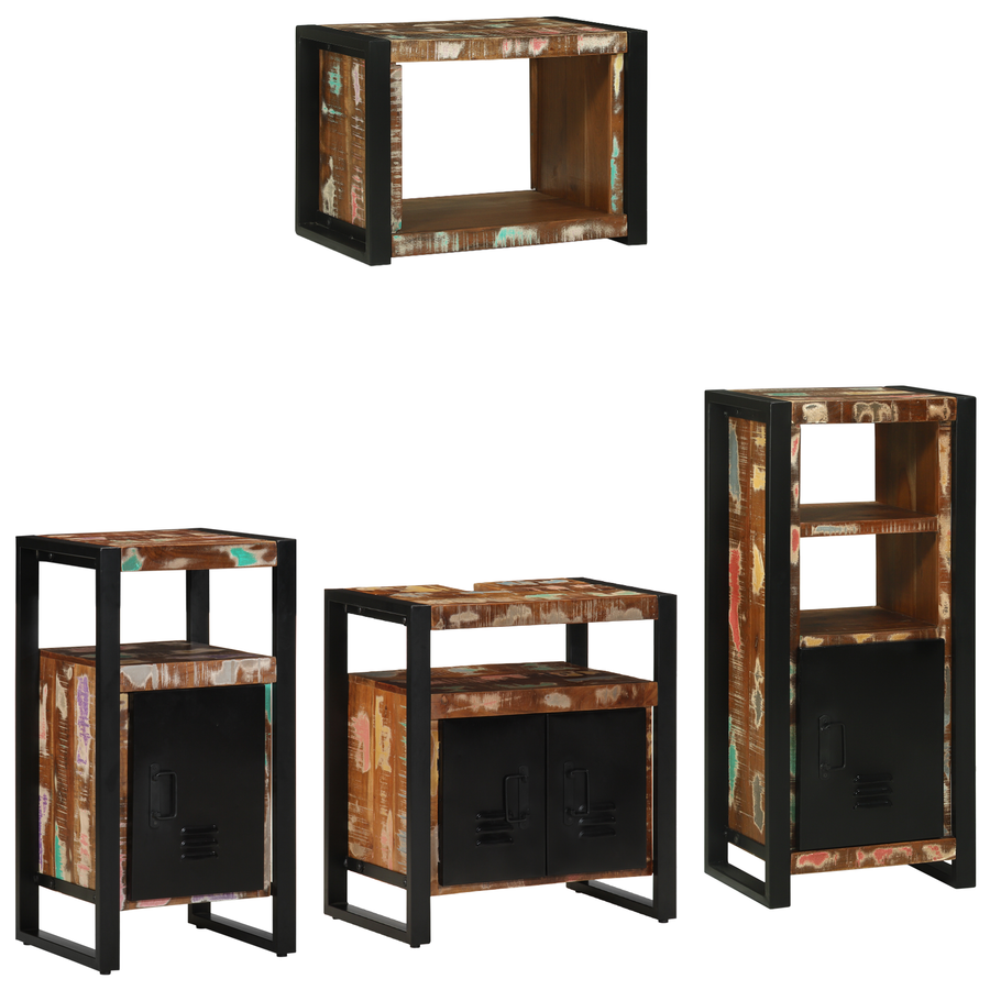 Badkamermeubelset met plank met opslag met de deur 4 pcs Meerkleurig 55 x 35 x 60 cm